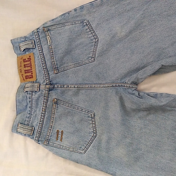 VINTAGE BHDC Button Fly High Waist Tapered Leg 'Mom' Jeans / Distressed Denim - Picture 14 of 15